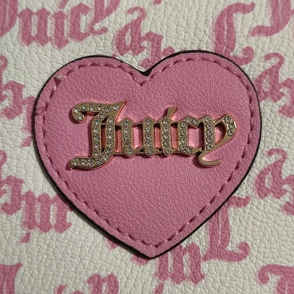 💗 NWT Juicy Couture Heart Coin Purse / Wristlet – Pink Logo Print - Picture 5 of 10